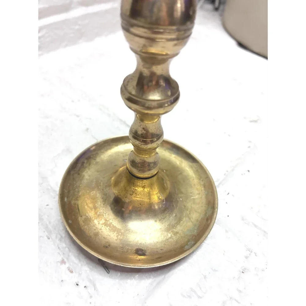 Vintage Solid Brass Baluster Taper Candlestick Holder Made in Japan - 8 Inch